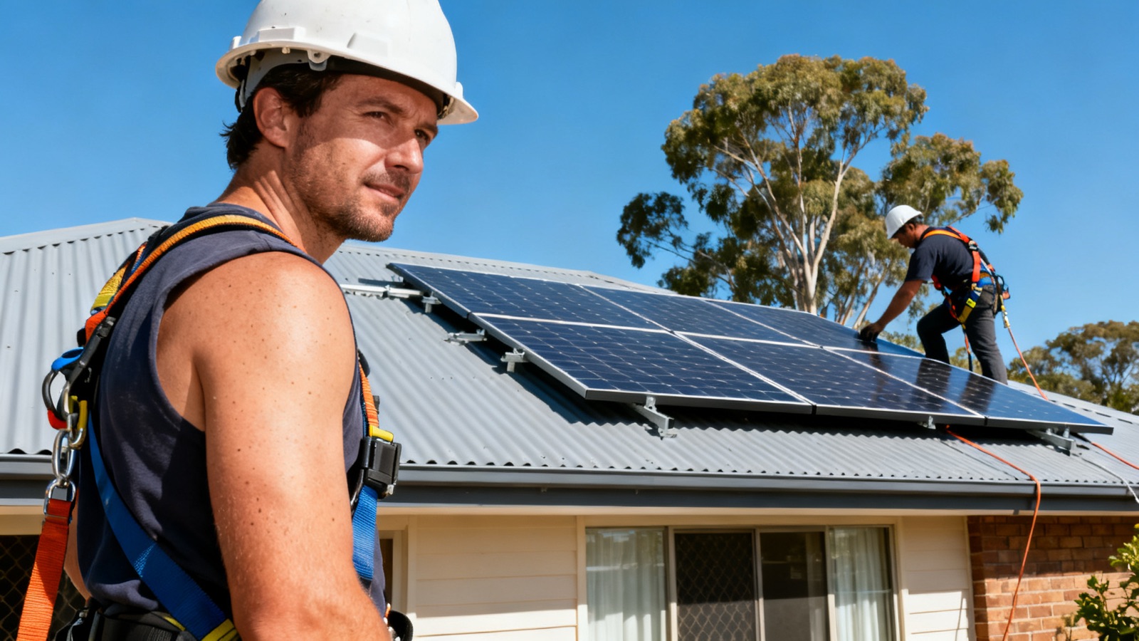 Solar panel installation on an Australian Colorbond roof
