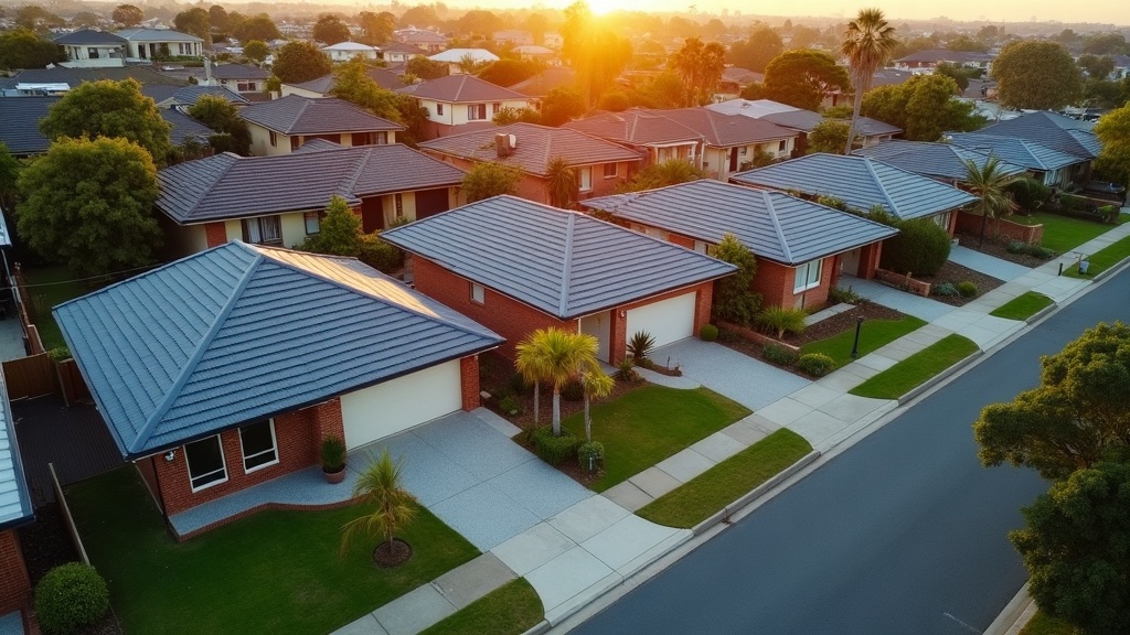 An aerial view of an Australian suburb with completed roofing work